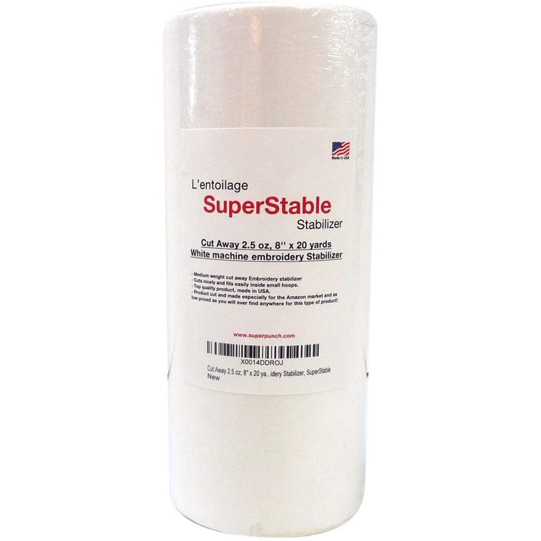 Cut Away Stabilizer White 2.0 oz, 15 x 25 Yards Roll. SuperStable Embroidery Stabilizer