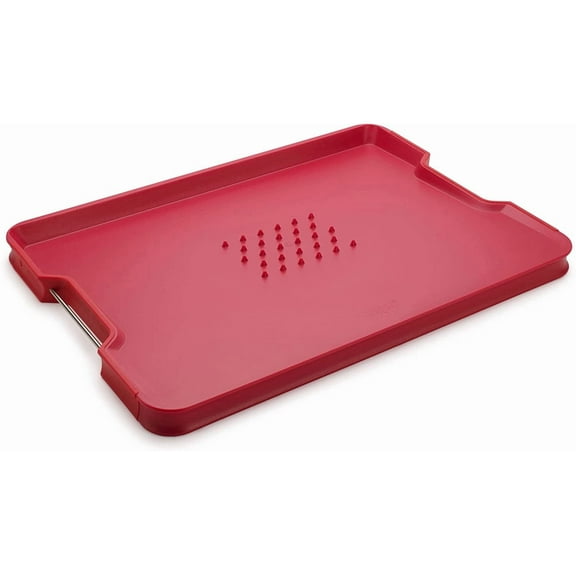 Cut&Carve Plus - Non-Slip, Multi-Function, Double-Sided Cutting Board for Food Preparation and Carving- Dishwasher Safe, Red