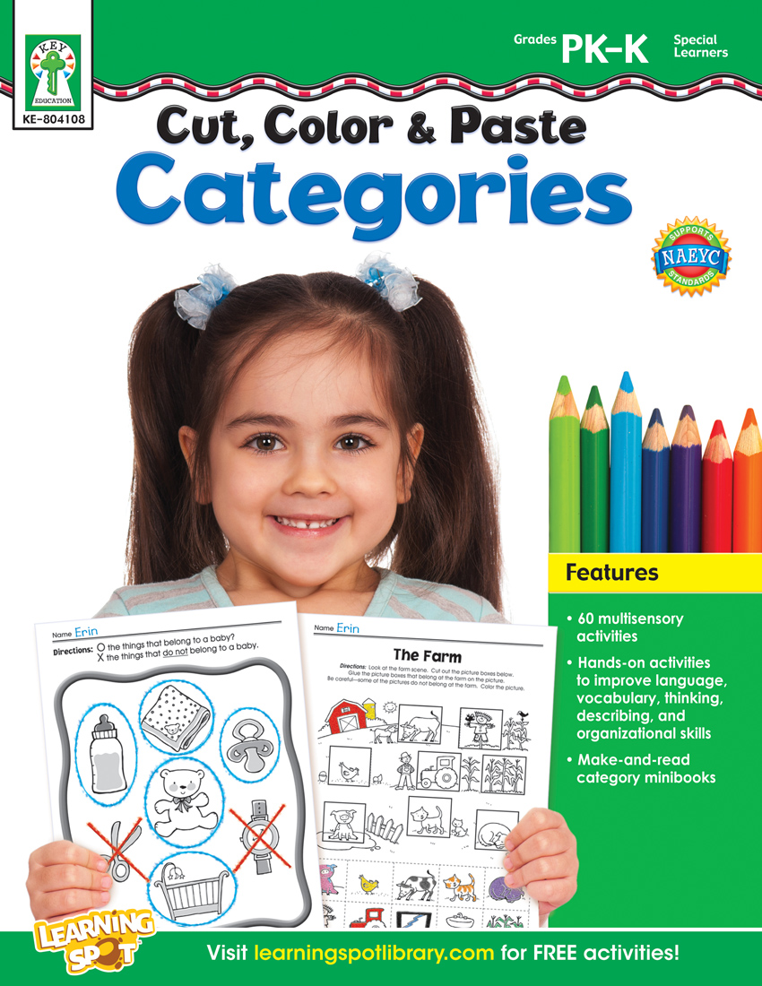 Cut, Color & Paste Categories, Grades Pk - K (Paperback) - Walmart.com
