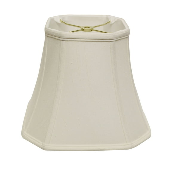 Cut Corner Square Bell Softback Lampshade with Washer Fitter,White Natural Fabric Lampshade for Table Lamps,9" Top X 16" Bottom X 13" Height,White Shantung Lighting Lamps