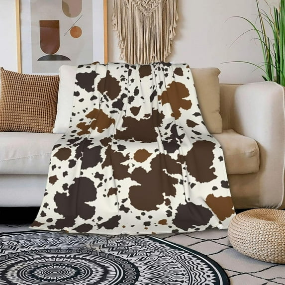 Cut Cow Print Blanket 60"x50" Warm Soft Flannel All-Season Sofa Bed Couch Bedroom Living Room Dorm Room