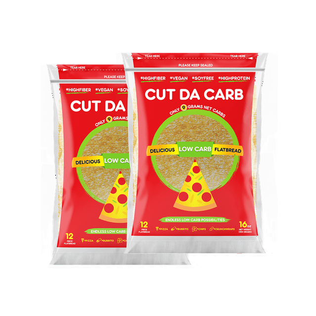 Keto Friendly Cut Da Carb High Fiber Healthy Flatbread, Low Carb, Low