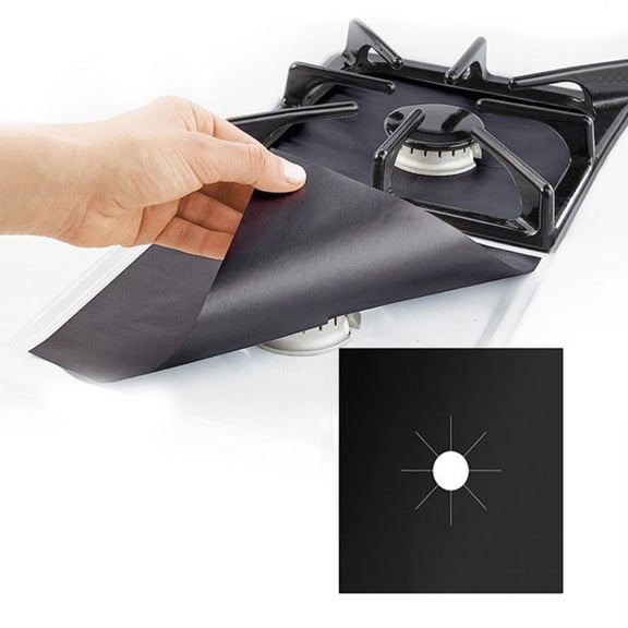 Cut to Fit Gas Stove Protector Mat 1 Pack or 8 Pack High Temperature Heat Resistant 260°C Non Slip Silicone Backing Splatter Guard for Kitchen Cleaning