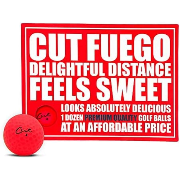 Cut Golf - Soft Feel Peak Distance Golf Balls - One Dozen Decreased Ball Spin - Improved Accuracy, Green Side Control, Distance, Ball Flight, Visibility - Matte - Fuego Red Golf Balls