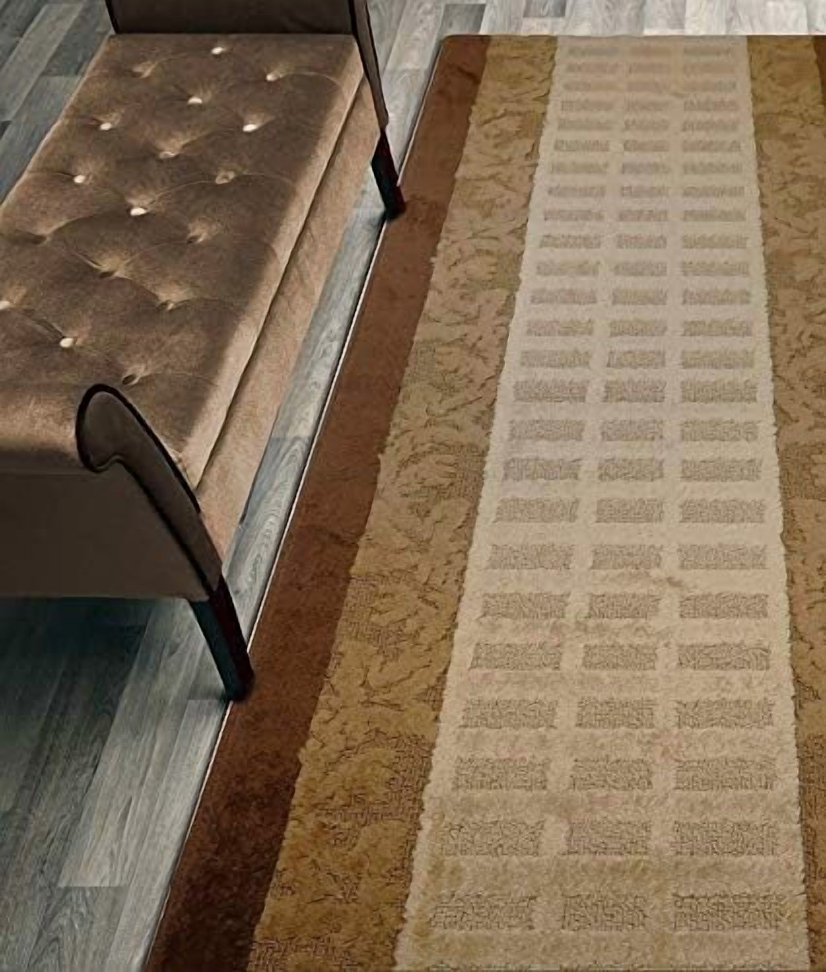 Cut Hallway Runner Rug, Slip Resistant, 31 Inch Wide X Your Choice Of Length, Leaves Brown, 31 Inch X 26 Feet