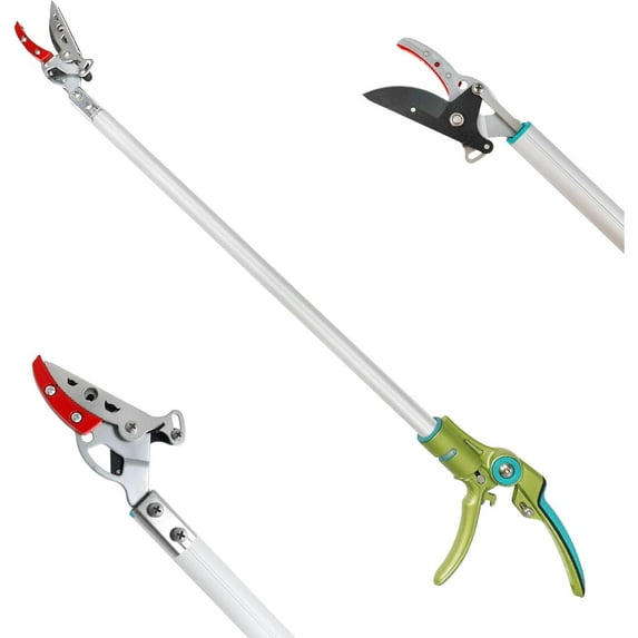 Cut & Hold Long Reach Pole Pruner, 32 Inch Lightweight Tree Trimmer Long handle Pruner, Cuts up to 1/2 Inch, One-Hand Use Garden Pruning Shears for Branches Trimming, Fruit Picking