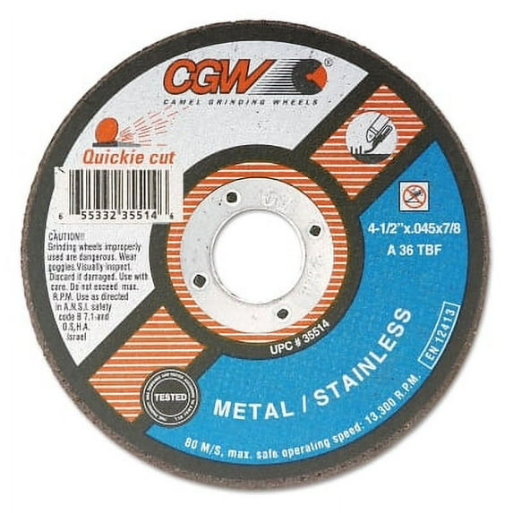 Cut-Off Wheel, Type 27, 4 in Dia, .045 in Thick, 60 Grit Zirconia/Alum. | Bundle of 5 Boxes