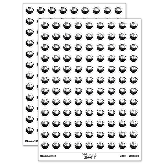 Cut Open Coconut 200+ Round Stickers - White - Matte Finish - 0.50" Size
