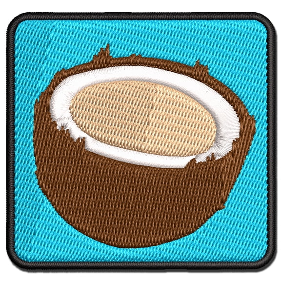 Cut Open Coconut Applique Multi-Color Embroidered Iron-On Patch - 2.0 Inch Mini