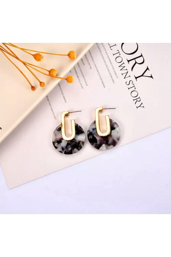 Cut Out Acetate Acrylic Resin Tortoise Round Geometric Statement Hoop Earrings