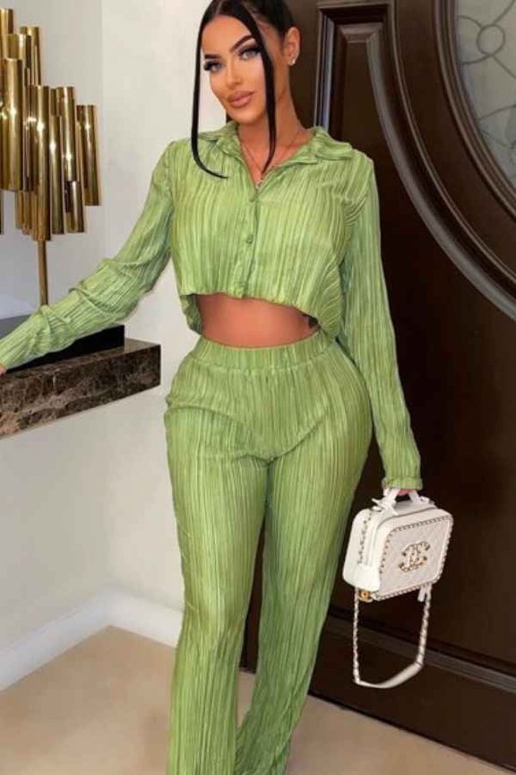 Cut-Out Backless Long Sleeve Wide Leg Jumpsuit (XL, TeaGreen)