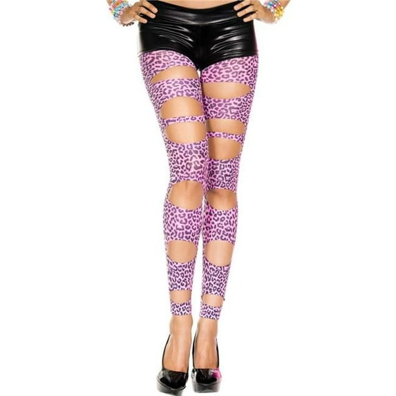 Cut Out Leopard Print Leggings - Neon Pink