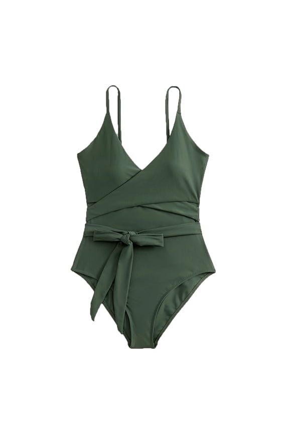 Cut Out One Piece Swimsuit Drawstring Thong Bathing Suit High Cut Swimwear