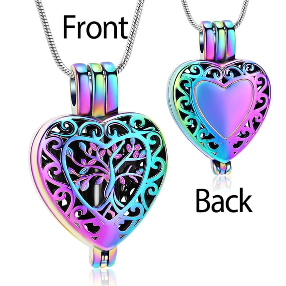 Cut Out Tree of Life Heart Pendant Cremation Urn Pendant Urn Necklace Lockets for Ashes Hair Perfume Memorial Jewelry