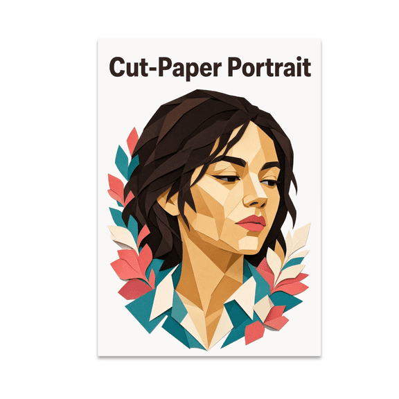 Cut-Paper Portrait - Collage Artist Decor - 13x19 Poster Print