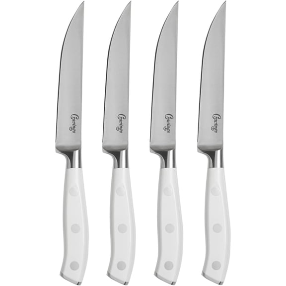 Cut to the Point Steak Knife Set 4-Piece Forged Stainless Steel Knives for Meat & Dining Sharp Kitchen Knife Set with Ergonomic Handles Modern Dinner Knives by Chrissy Teigen