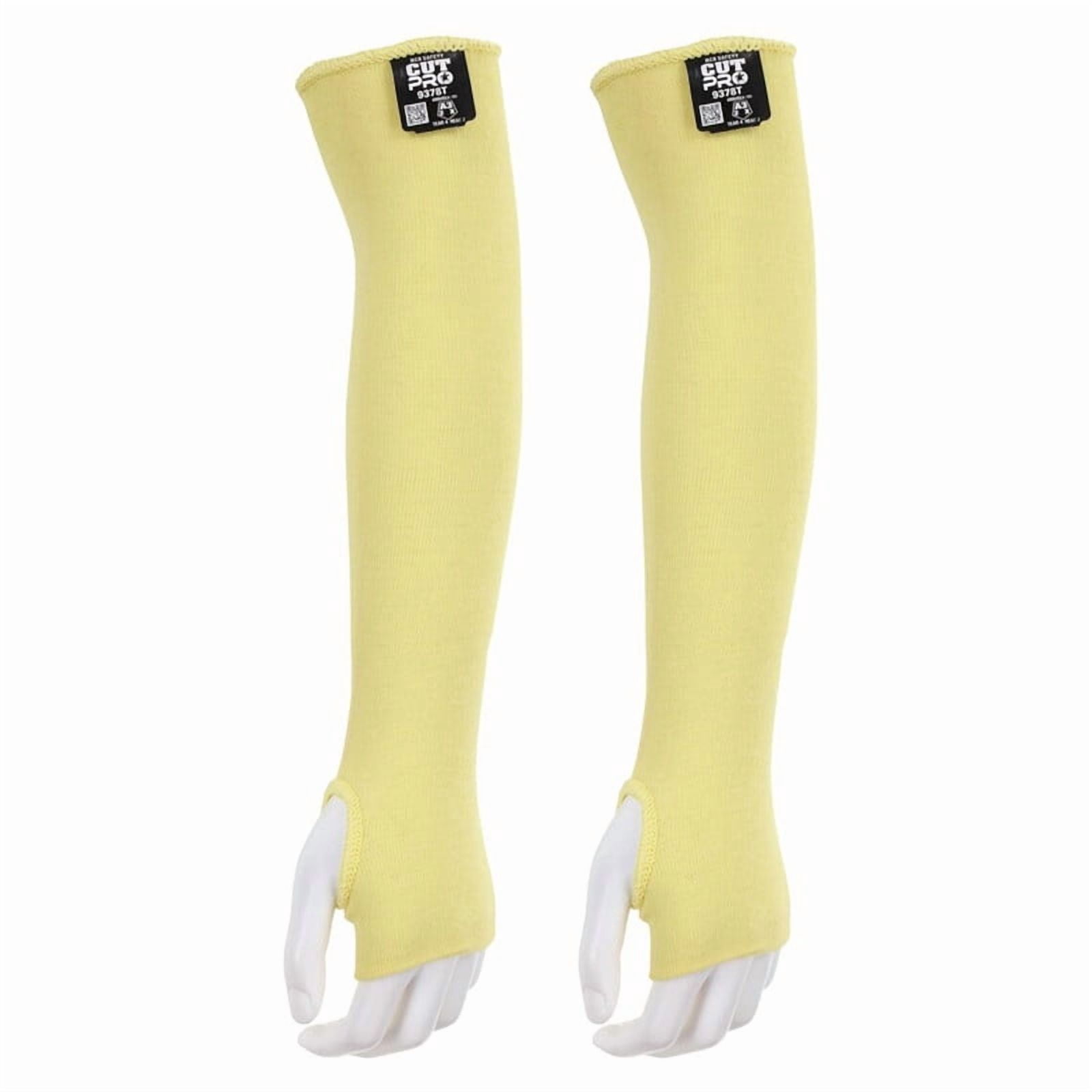 Cut Pro 9378T Cut Resistant Sleeve, 18 in L x 3.25 in W, Yellow, Universal, Slip-On with Thumbslot, 2-Pack