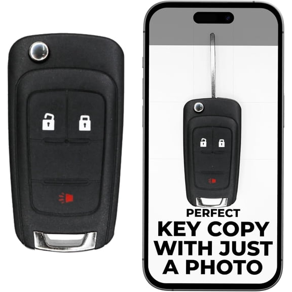 Cut Remote Flip Key Fob Replacement Fits for Chevy Buick Equinox Sonic Trax Terrain Encore 2010 2011 2012 2013 2014 2015 2016 2017 2018 OHT01060512 3 Button