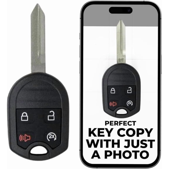 Cut Remote Key Fob Replacement Fits with Ford F-150 F250 F350 F150 Explorer Edge Expedition, Escape 2005 2006 2007 2008 2009 2010 2011 2012 2013 2014 2015 Car Keys Remote (4 Buttons Remote Start)