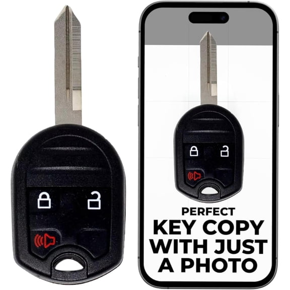 Cut Remote Key Fob Replacement Fits with Ford F-150 F250 F350 F150 Explorer Edge Expedition, Escape 2005 2006 2007 2008 2009 2010 2011 2012 2013 2014 2015 Car Keys Remote (3 Buttons)