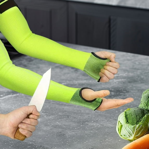 Cut-Resistant Arm Guard Safety Gloves Double Arm Sleeves Polyethylene Fiber Mesh Maximum Grip Flexible Breathable Protective Gear for Kitchen Crafting Work Indoor Outdoor Cut Protection
