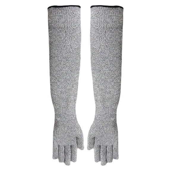 Cut Resistant Farmers Sleeves,Long Cut Sleeve Guards With Glove ,Arm Protectors for Thin Skin and Bruising, for Gardening, Welding, Kitchen, Arm Guards for Biting, Pet Grooming,11 inch(Grey)
