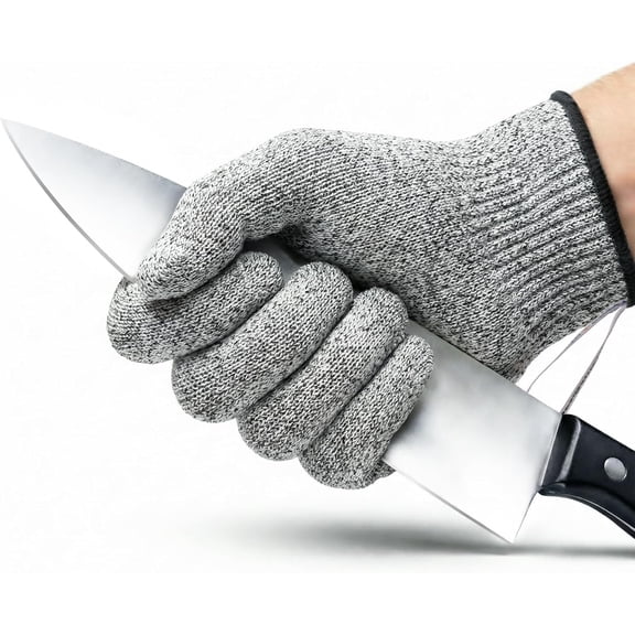 Cut Resistant Gloves, 1 Pair, Level 5 Food-Grade & Fiberglass-Free Mandoline Gloves for Oyster Shucking & Meat Cutting, Wood Carving Gloves, Grey, Machine Washable (XL)