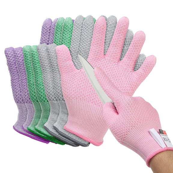 Cut Resistant Gloves Level 5 Protection Cutting Gloves Anti Cut Kitchen Work Glove for Mandolin Slicing Oyster Shucking, X-Large, 4 Color-4 Pair