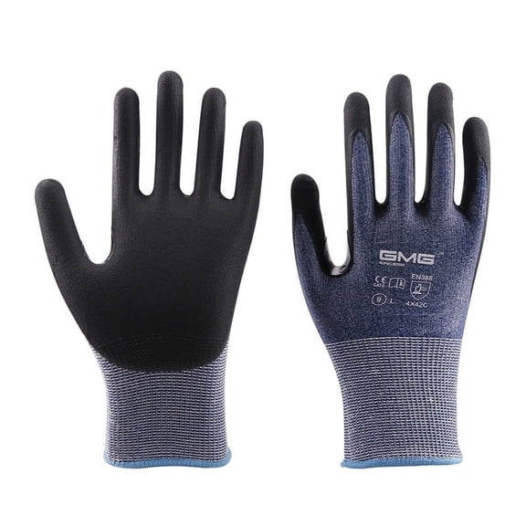 Cut Resistant Gloves Security Protection Work Gloves Anti-cut Level 5 GMG Blue Automotive Mechanic Strong Working Nitrile Gloves ,Versatile and Multifunctional