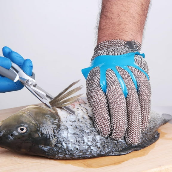 Cut Resistant Gloves Stainless Steel Metal Mesh Chainmail Gloves for Butcher Meat Cutting Fish Filleting Oyster Shucking Clothing Cutting and Leather Processing (Small (Pack of 1))