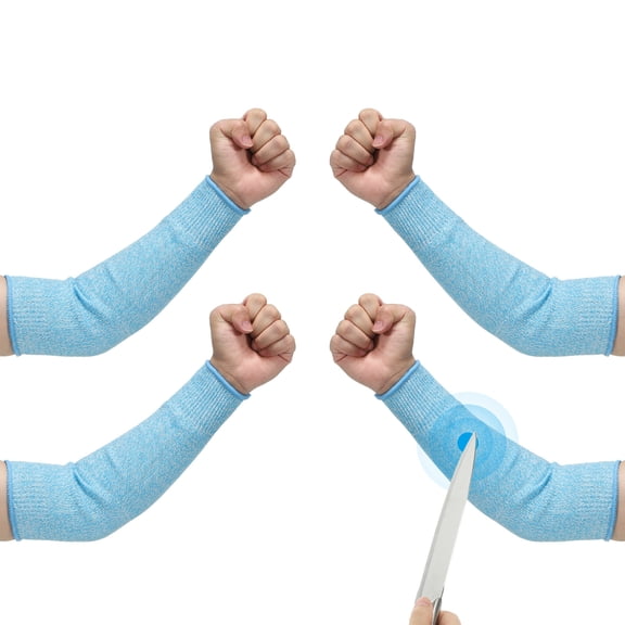 Cut Resistant Sleeve Arm Safety Protectors Sleeves Forearm HPPE Level 5 Protection, XXS Sky Blue 3 Pairs