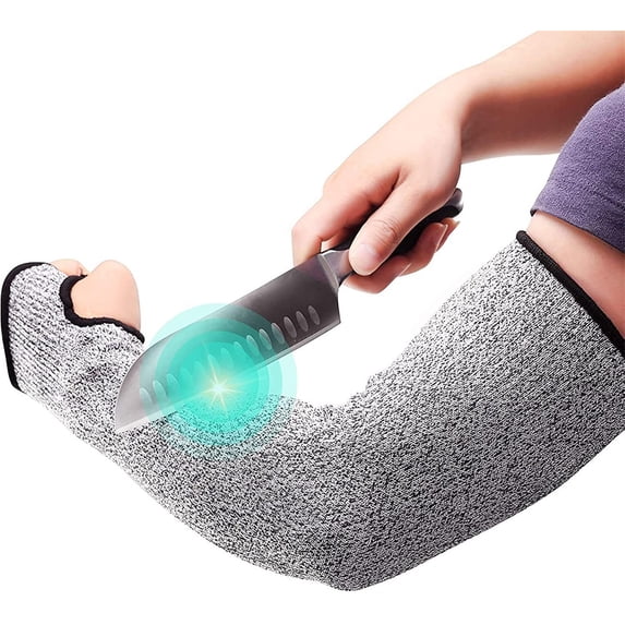 Cut Resistant Arm Sleeves – Level 5 Protection, Thumb Hole Design, For Gardening, Warehouse, Kitchen (16 Inch Length)