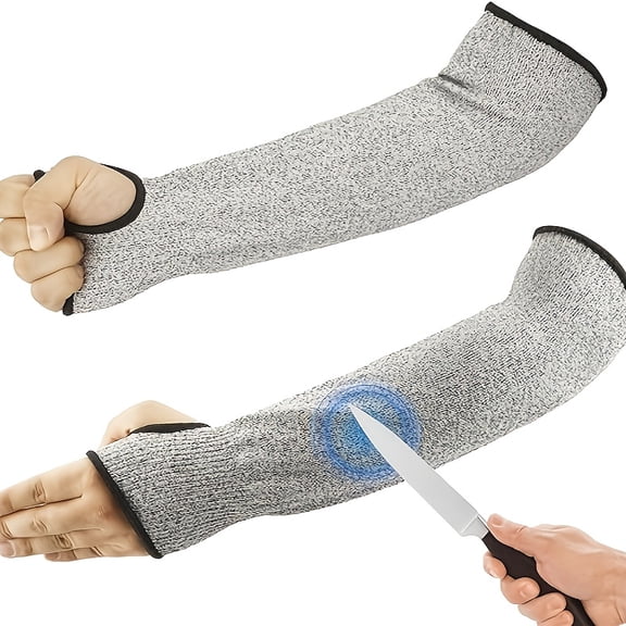 Cut Resistant Sleeves with Thumb Hole, Welding Sleeves for Men, Gardening Arm Guards for Biting & Thin Skin, for Kitchen or Farm, Grey, Unisex