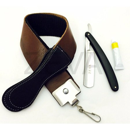 Cut Throat Barber Straight Edge Razor Leather Sharpening Strop & Dovo Paste
