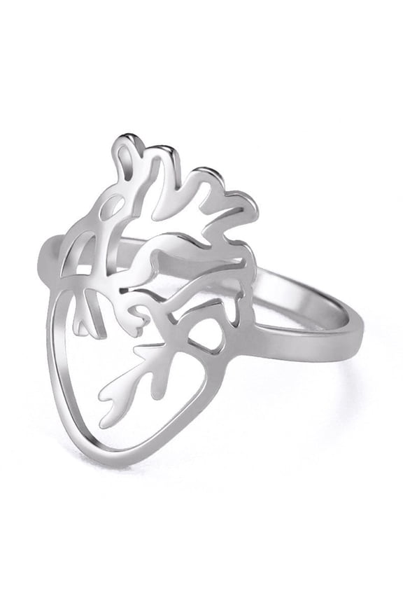 Unisex Titanium Steel Hollow Out Brain Ring Electroplated Cut Out Design Band European and American Fashion Jewelry
