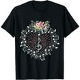 thumbnail image 1 of Cut music heart clef teacher shirt , Notes and Flowers T-Shirt Black Small, 1 of 4