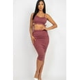 thumbnail image 1 of Cut-out Tie Side Crop Top & Ruched Midi Skirt Set L, 1 of 11