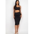 thumbnail image 1 of Cut-out Tie Side Crop Top & Ruched Midi Skirt Set M, 1 of 11