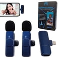 thumbnail image 1 of Cut the Crap Wireless Microphone for iPhone iPad, 2 Mini Mics, with Lightning Connector (Blue), 1 of 13