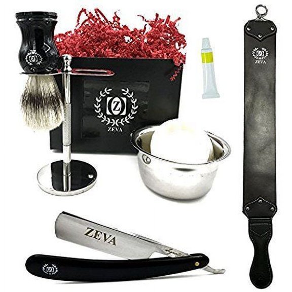Cut throat Straight Razor Zeva Gift Set for Men Shave Ready Strop Dovo Paste