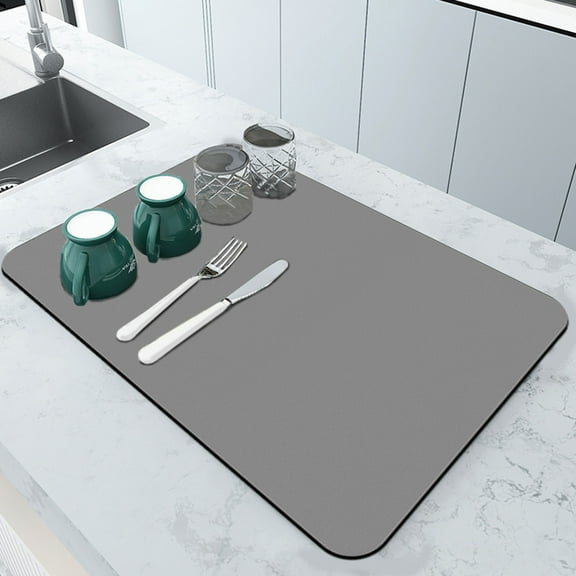 Cut-to-Fit Diatomite Draining Mat with No Water Marks Fast Drying, Easy Clean Surface and Multi-Appliance Protection, Super Absorbent Kitchen Drying Pad for Dishes Sink Counter Use