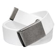 thumbnail image 1 of Cut to Fit Men's Golf Casual Belt Antique Silver Flip Top Buckle 1.5 Width with Adjustable Canvas Web Belt Large White, 1 of 3