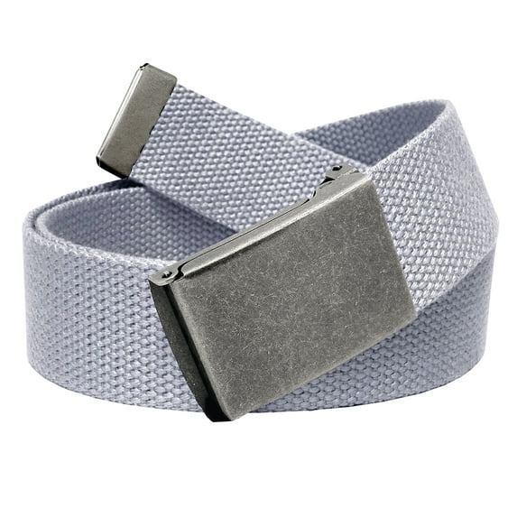 Cut to Fit Men's Golf Casual Belt Antique Silver Flip Top Buckle 1.5 Width with Adjustable Canvas Web Belt X-Large Gray