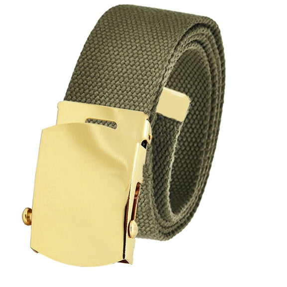 Cut to Fit Men's Golf Casual Belt Gold Slider Buckle 1.5 Width with Adjustable Canvas Web Belt XXX-Large Olive Green