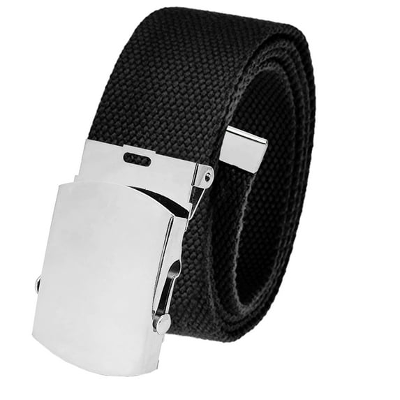 Cut to Fit Men's Golf Casual Belt Silver Slider Buckle 1.5 Width with Adjustable Canvas Web Belt XXX-Large Black
