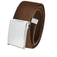 thumbnail image 1 of Cut to Fit Up To XXL Casual Men's Golf Belt in 1.5 Polished Silver Flip Top Buckle with Adjustable Canvas Web Belt XX-Large Brown, 1 of 2