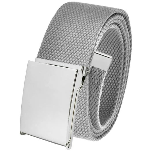 Cut to Fit Up To XXXL Casual Men's Golf Belt in 1.5 Polished Silver Flip Top Buckle with Adjustable Canvas Web Belt XXX-Large Gray