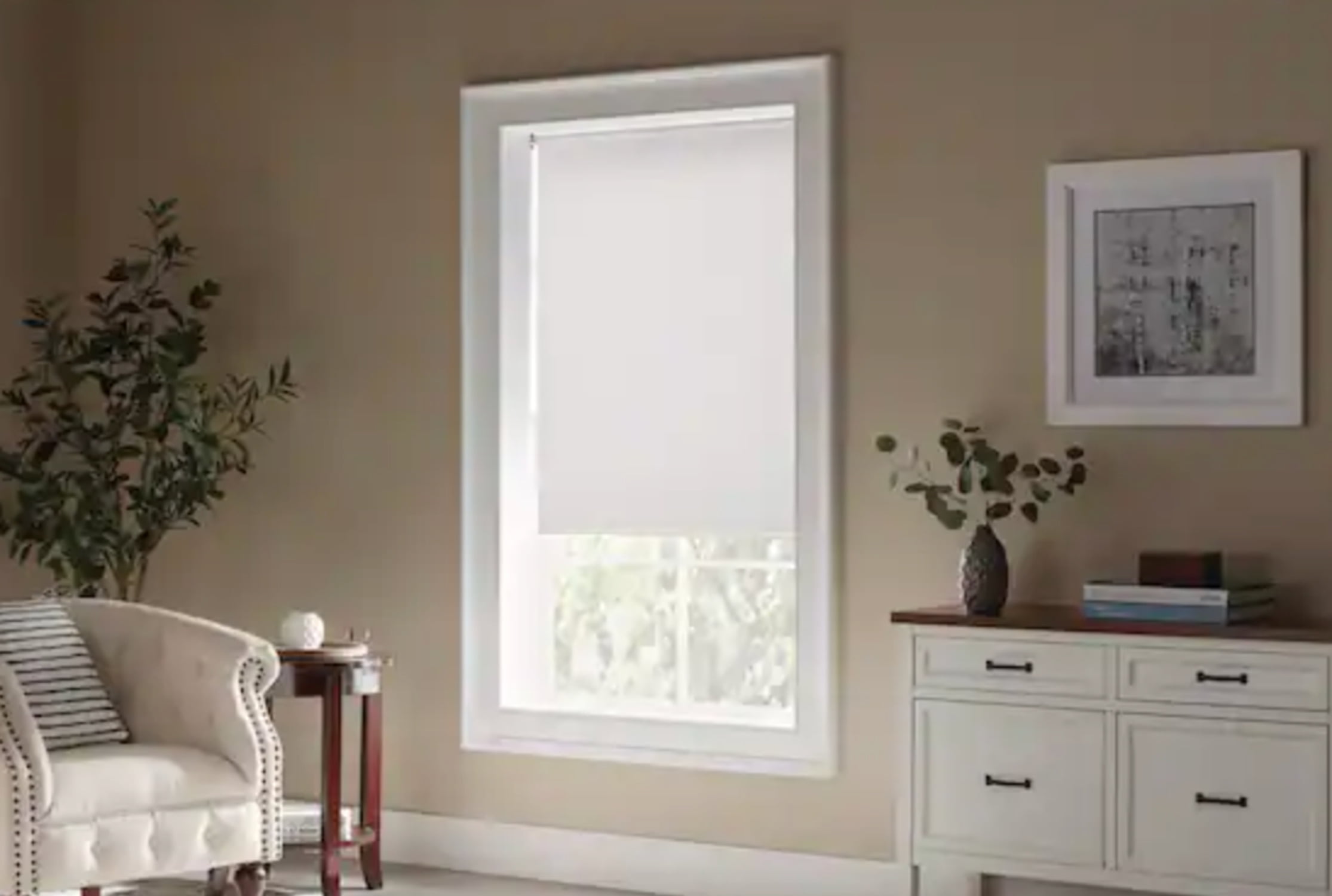 Cut to Size White Cordless Blackout Vinyl Roller Shade 37.25 in. W x 78 in. L