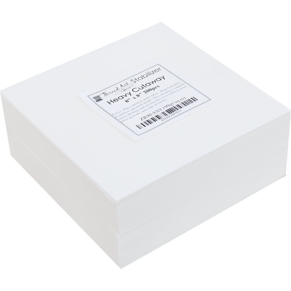 Cutaway Embroidery Stabilizer by Threadart | Heavy Weight 3.2 oz | 8" x 8" 200 Precut Sheets | For Machine Embroidery