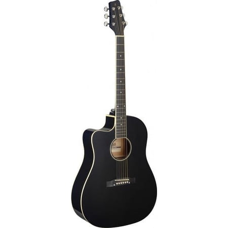Stagg Left-Handed Cutaway Acoustic Electric Dreadnought Guitar - Black